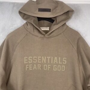Essentials Fear Of God Hoodie 'Wood' Color Size Large Half-size Oversized NWT